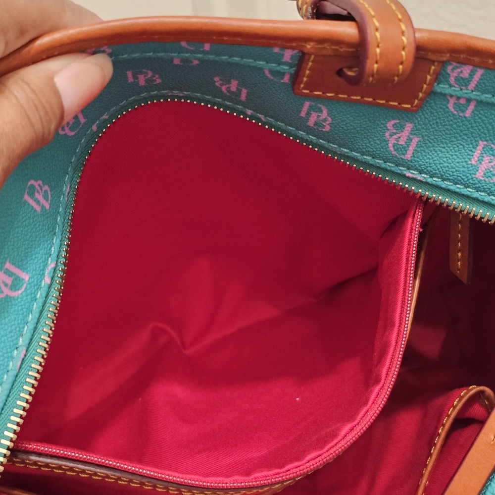 Dooney & Bourke Gretta Leisure Shopper Tote Spearmint Teal Pink Like New - Picture 8 of 9